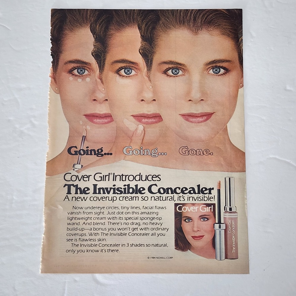 Vintage Print Ad Cover Girl The Invisible Concealer coverup cream clipping 1984